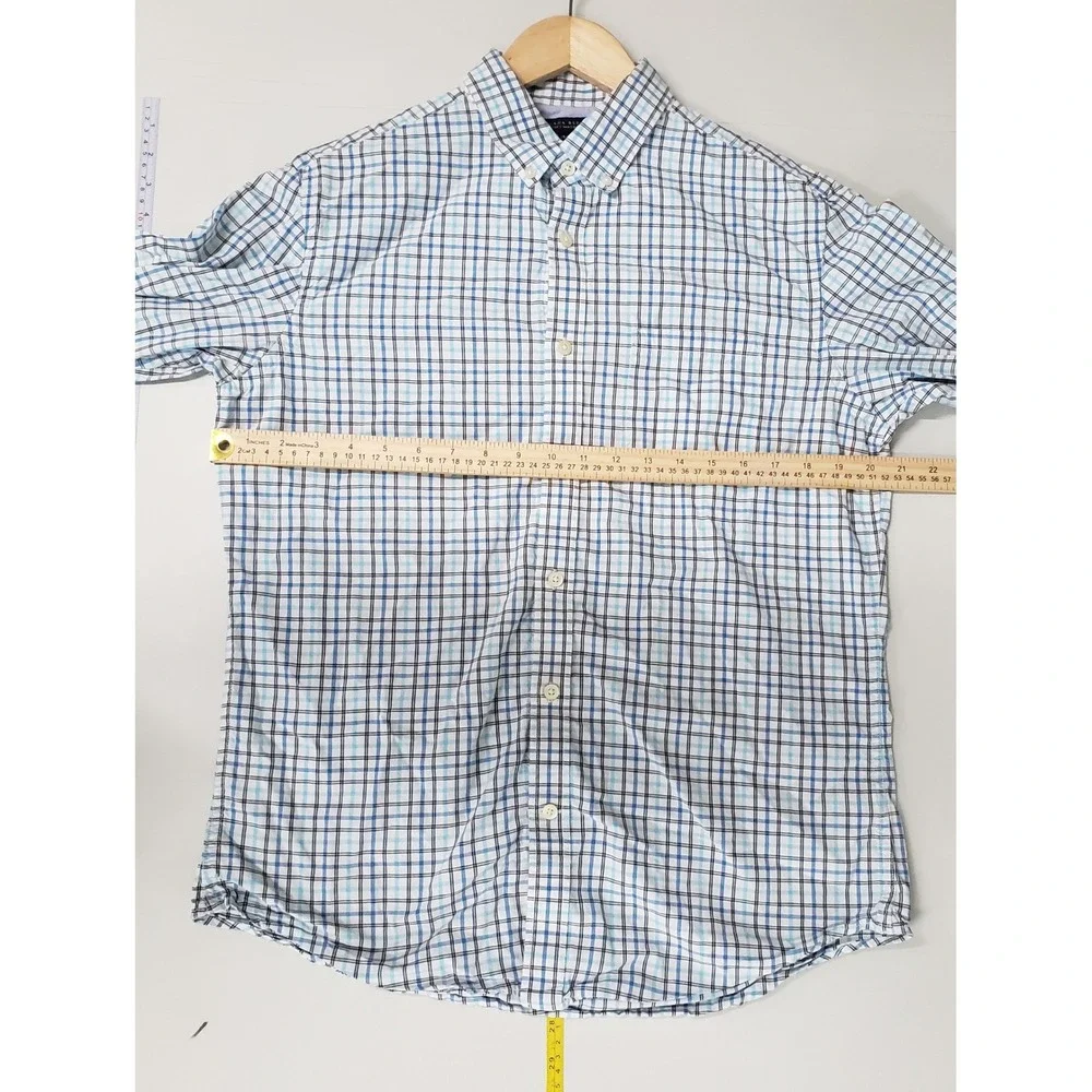 Banana Republic Soft Wash Shirt Mens M Blue Plaid Button Down Cotton‎ Preppy